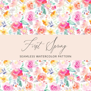 Aquarelle printanière rose sans couture répétant l'arrière-plan floral coloré, motif transparent floraison transparente, motif à carreler, lumineux
