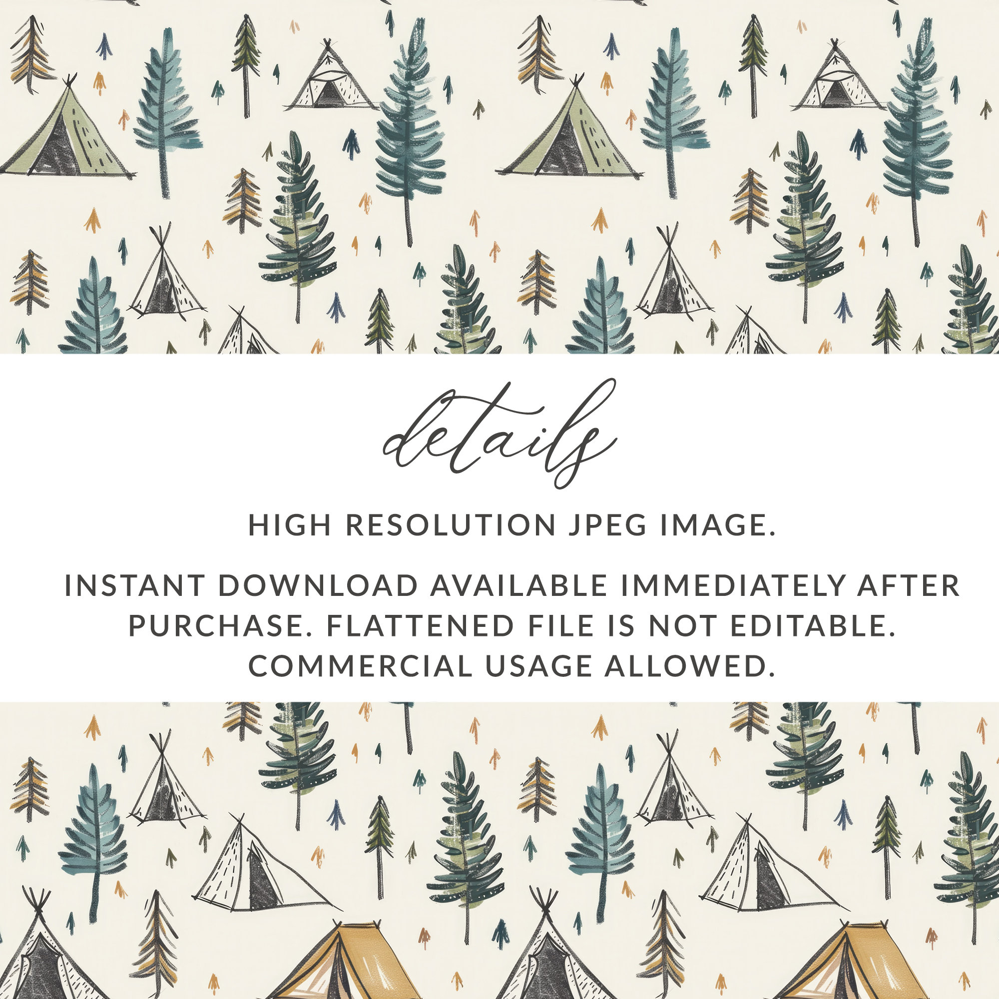 Seamless Camping Pattern, Camping Background, Camp Tent Seamless ...