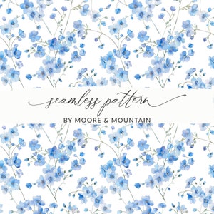 Petit motif floral bleu, motif transparent Myosotis, fond mariage bleu et blanc, petit motif floral transparent, bleu clair