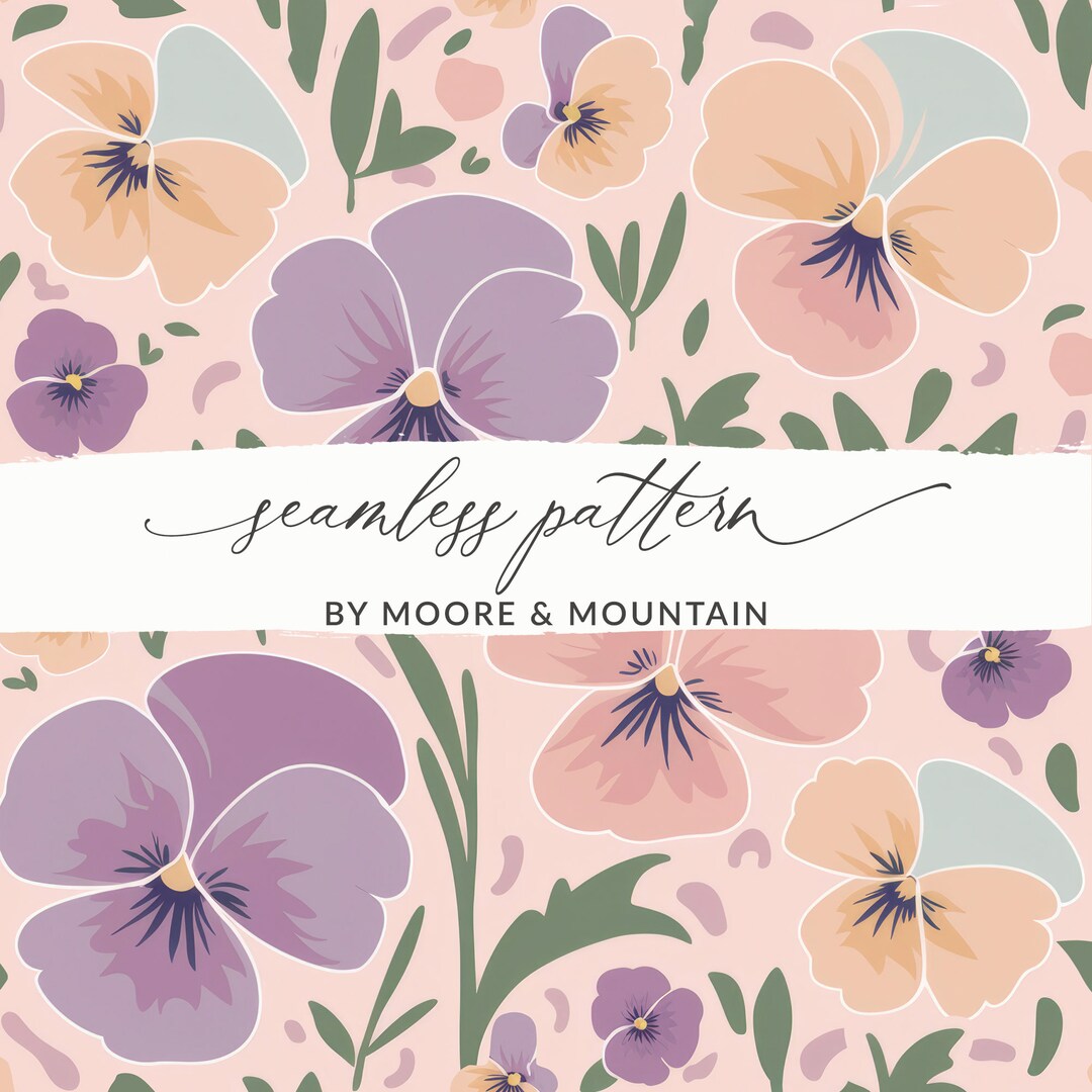 Pink Pansy Seamless Pattern, Repeating Pastel Pansies Background for ...