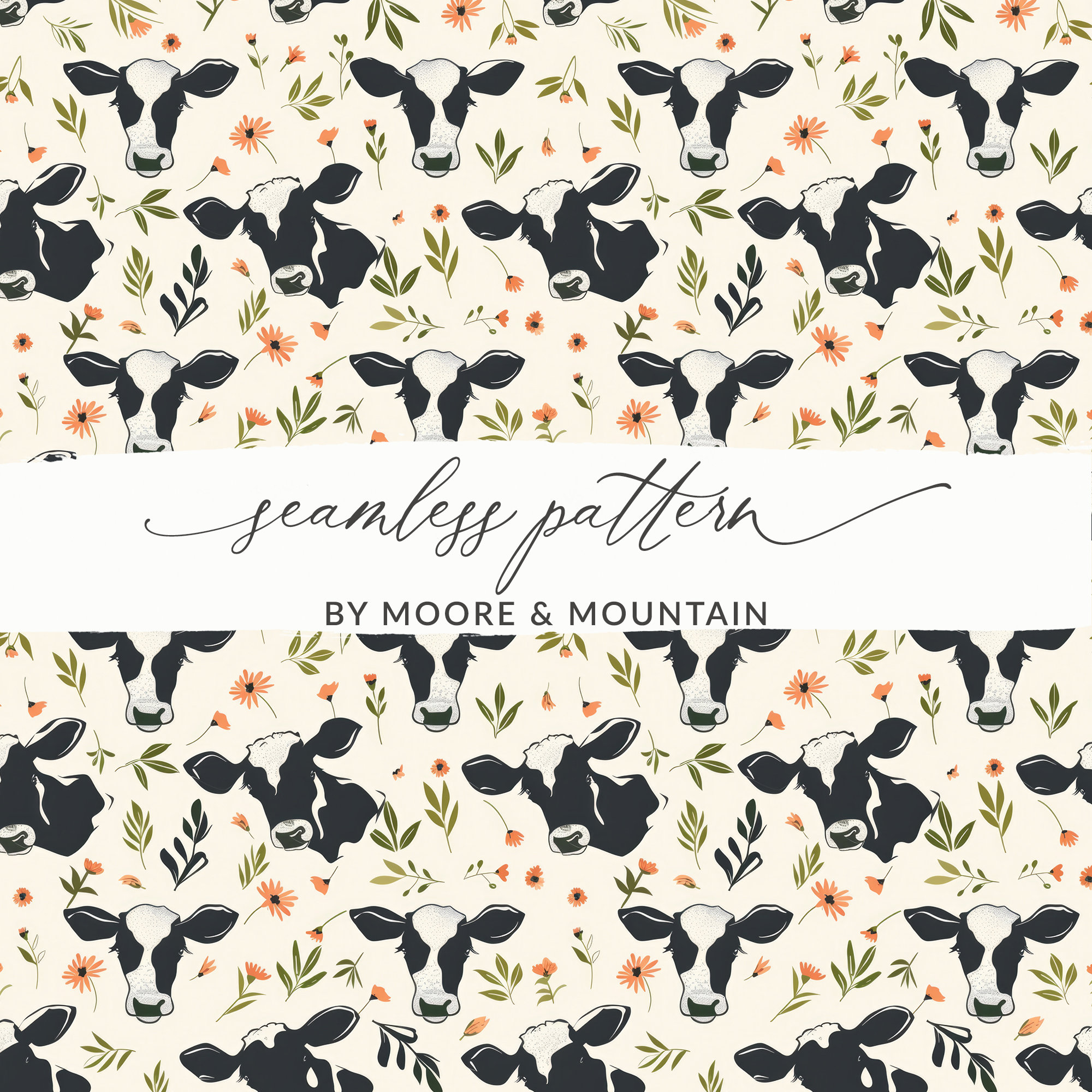 Seamless Cow Seamless Pattern, Black and White Dairy Cow Seamless ...