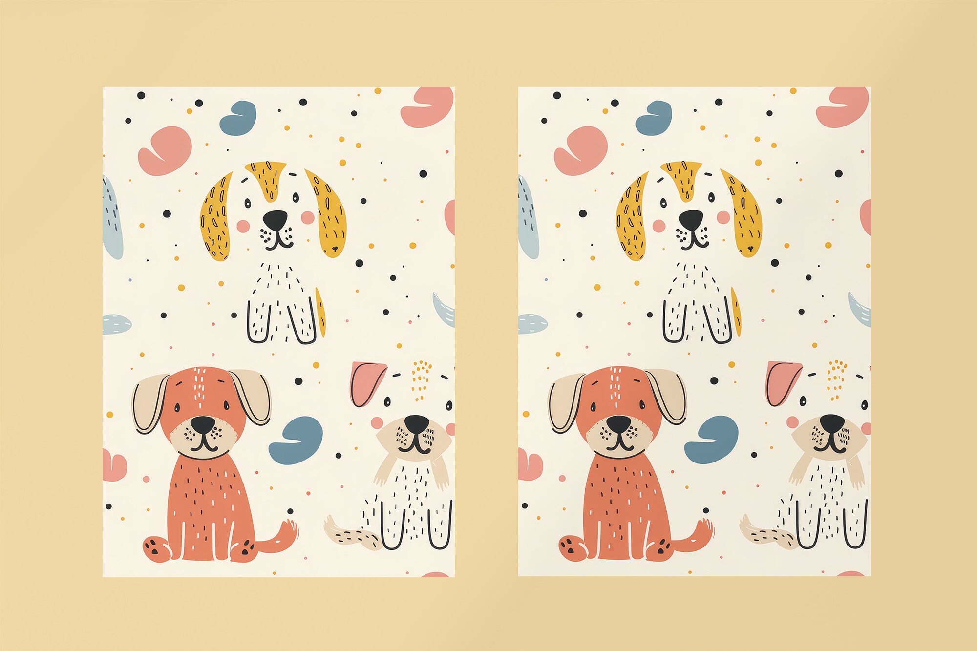 Cute Dogs Seamless Background, Seamless Dogs Pattern, Cute Puppy ...