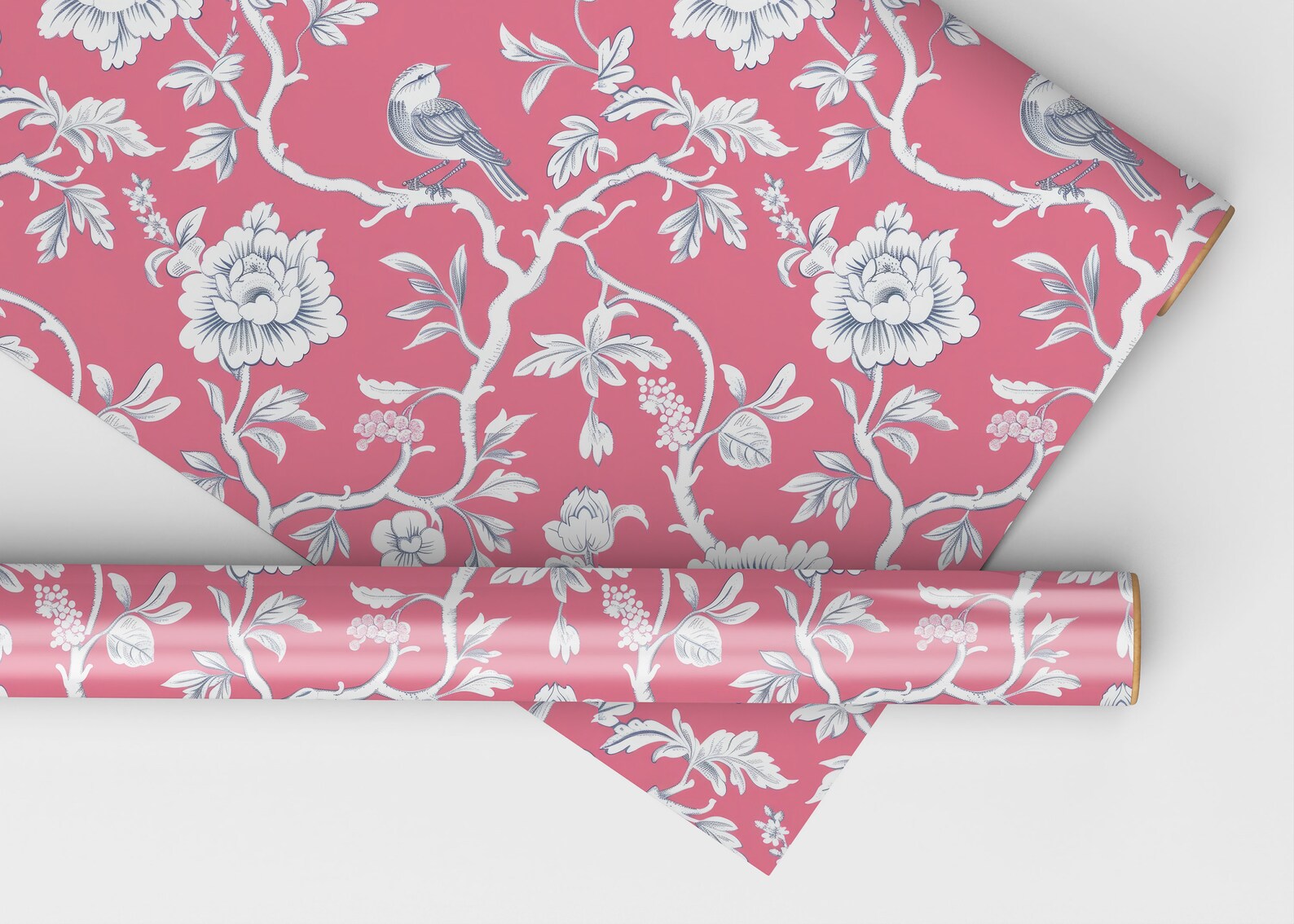Pink Bird Pattern Sketched Chinoiserie Seamless Pink Bird Pattern, Oriental Bird Seamless ...