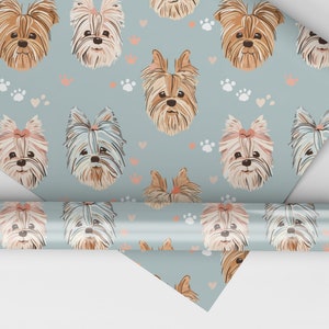Yorkie Wrapping Paper Seamless Yorkshire Terrier Background, Cute Yorkie Dog Background ...