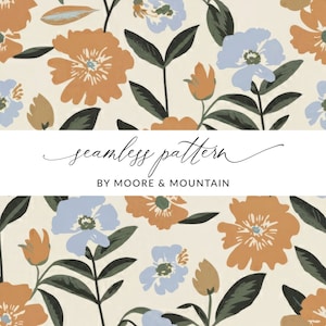 Modernes Vintage Flora Muster Nahtlos Neutral Moderne Blumen Hintergrund, Florales nahtloses Muster für Textildesign, Illustrierte Flora