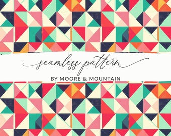 Colorful Geometric Triangle Pattern, Seamless Digital Paper (Digital Download)