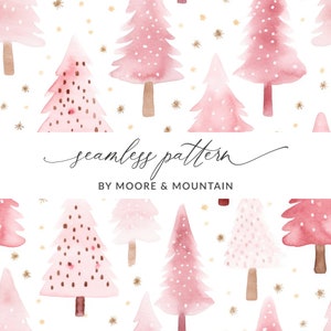 Modèle sans couture de sapin de Noël rose, fond de sapin de Noël rose transparent, motif répétitif rose clair sapins aquarelle