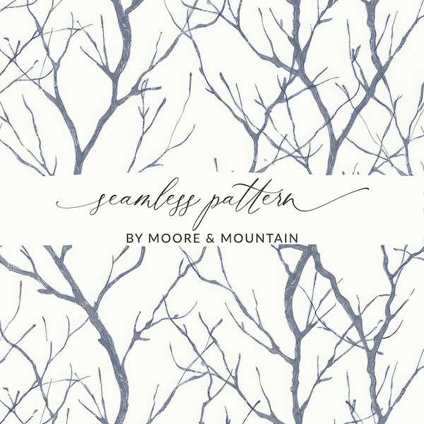 Seamless Branches Pattern, Winter Tree Seamless Background, Twigs Seamless Pattern, Tree Branch Seamless Pattern Digital File Commercial Use