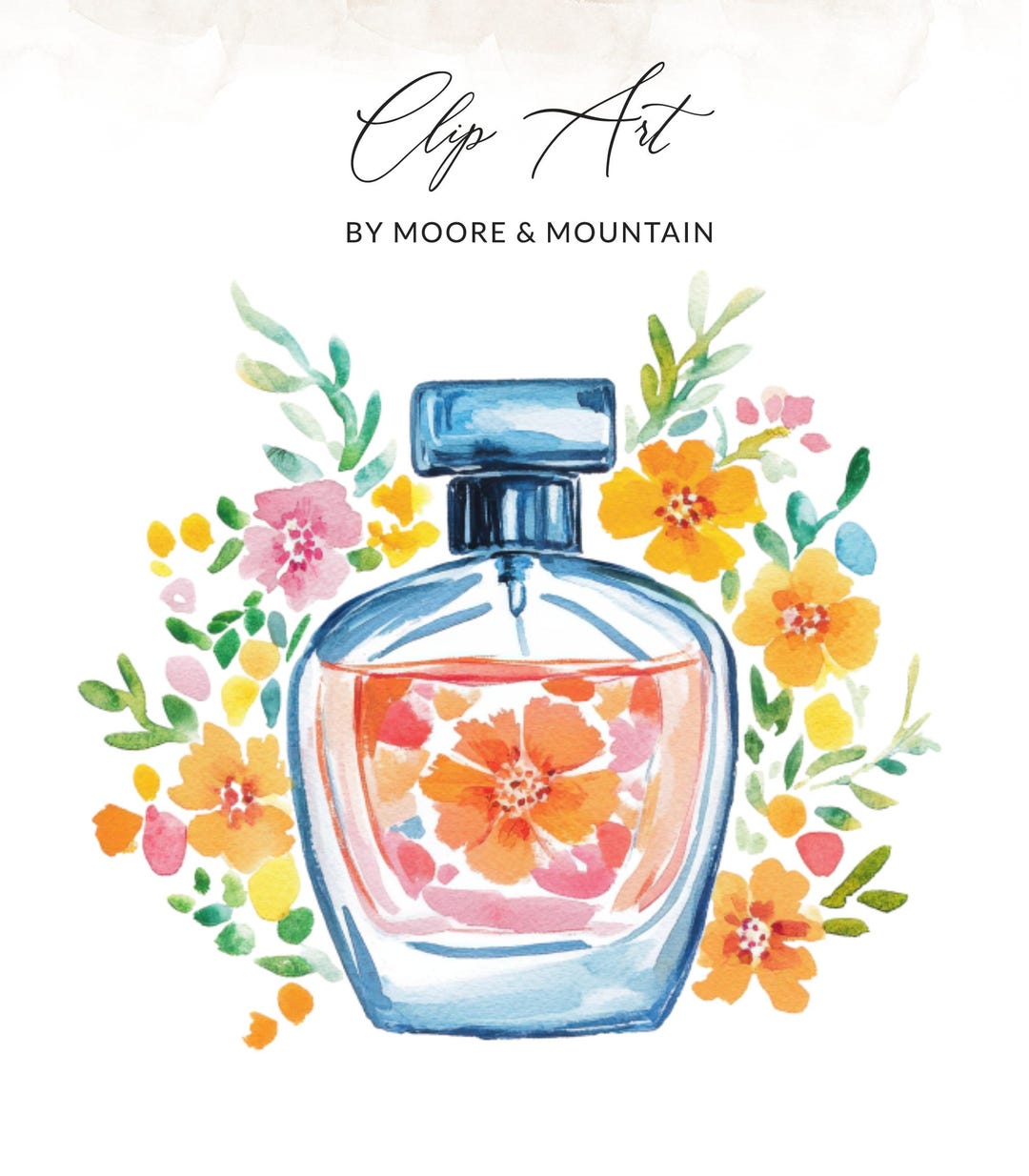 Watercolor Perfume Bottle PNG, Preppy Clip Art, Floral Fragrance SVG ...