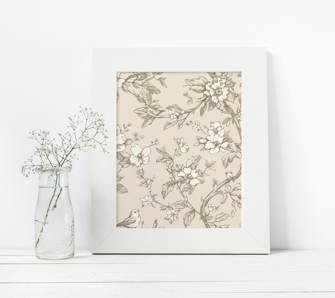 French Toile Seamless Wedding Toile Background Elegant Vines and ...