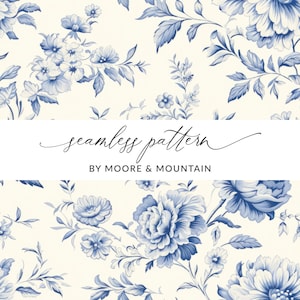 Naadloos chinoiseriepatroon blauw chinoiserie bloemmotief moderne chinoiserie delicate bloemenachtergrond, digitaal papier Chinees patroon
