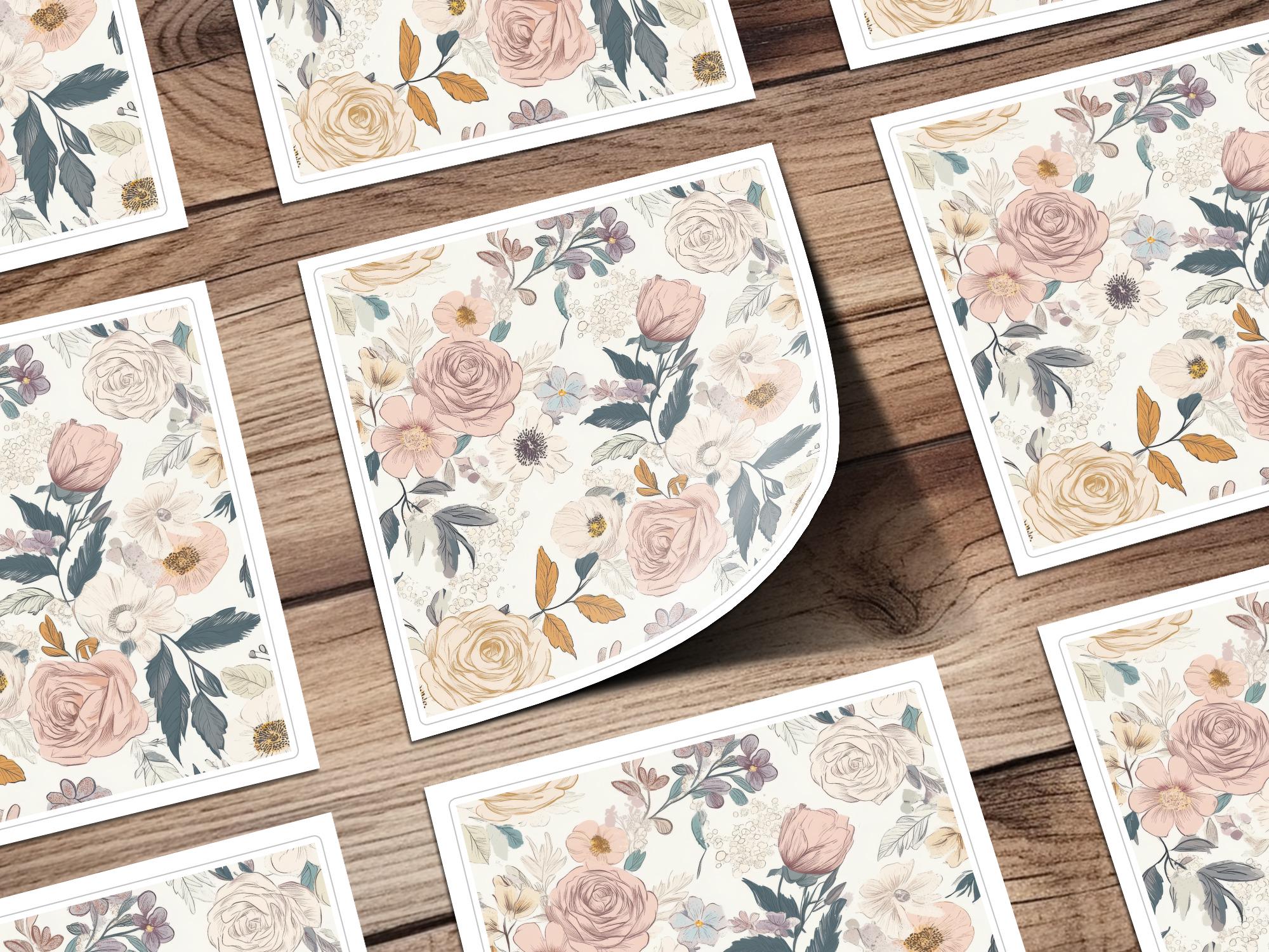 Elegant Blush Pink Floral Digital Paper, Seamless Watercolor Roses ...