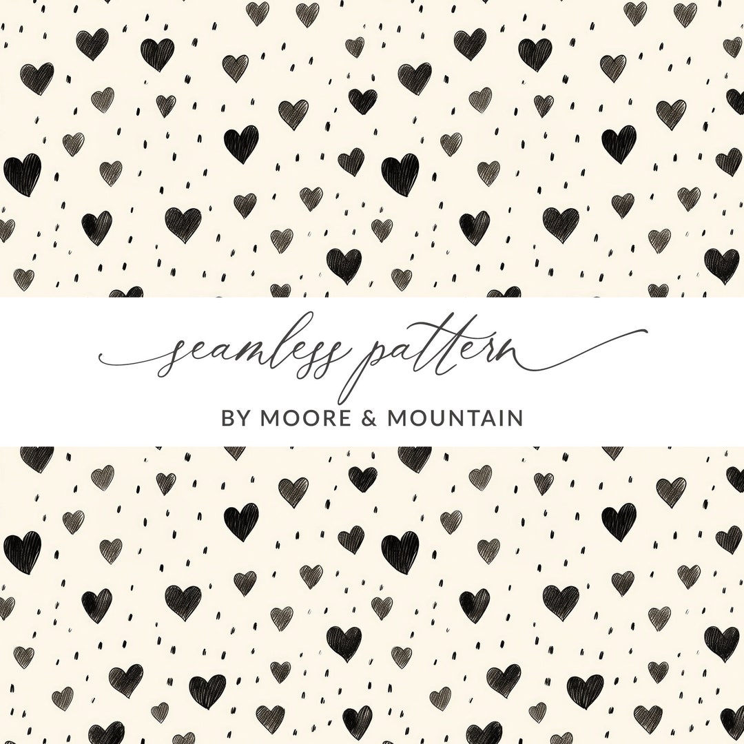 Black Hearts Background Seamless Black Hearts Tiling Pattern, Cute ...