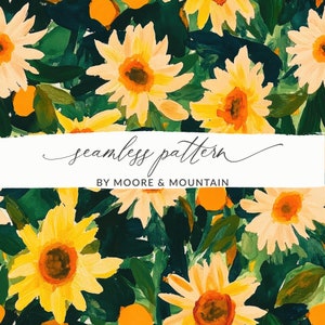 Malerische Sonnenblumen Nahtloser Hintergrund Gemalte Sonnenblumen, Acryl-Sonnenblumen-Tapete Nahtloser Herbst-Blumenmuster PNG Kommerzielle Nutzung