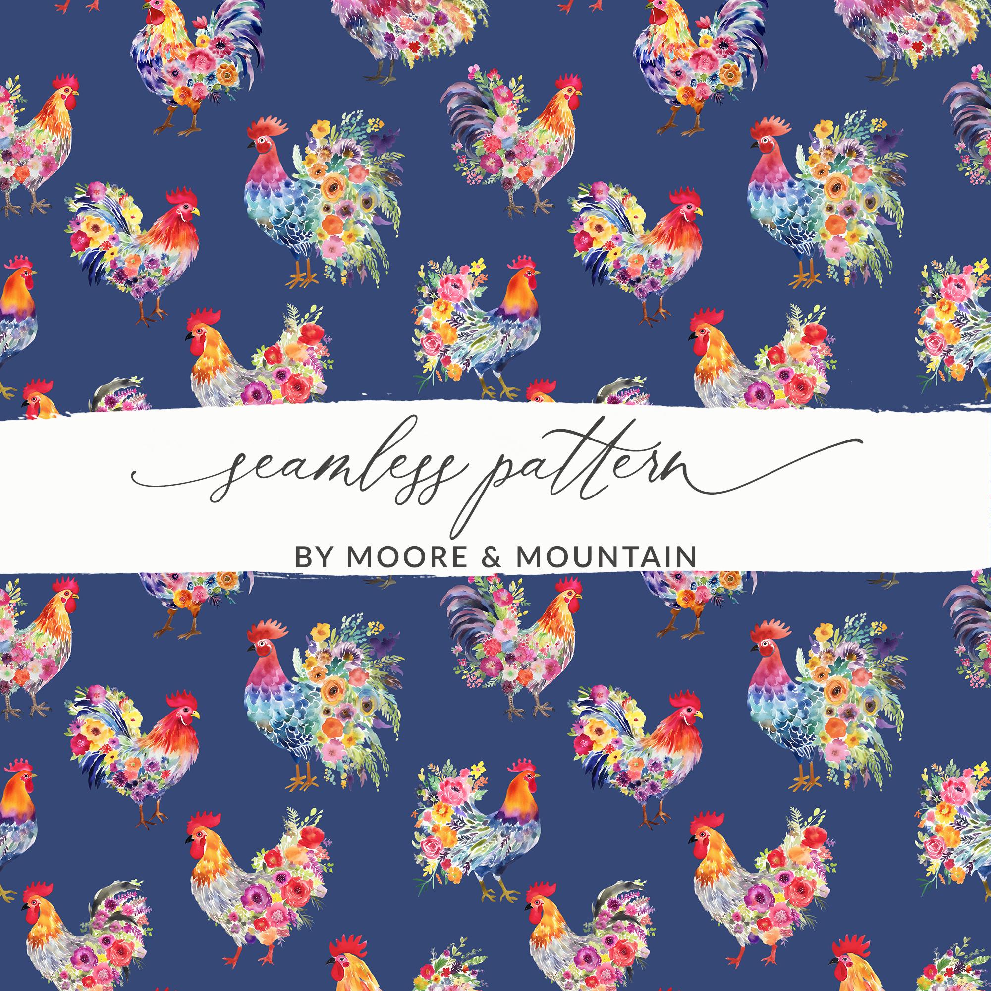 Chicken Repeat Pattern Cute Chickens Seamless Background Farmhouse Chicken Repeating Pattern ...