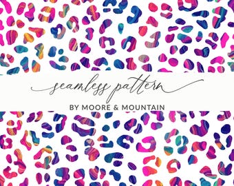 Rainbow Leopard Print, Colorful Seamless Pattern (Digital Download)