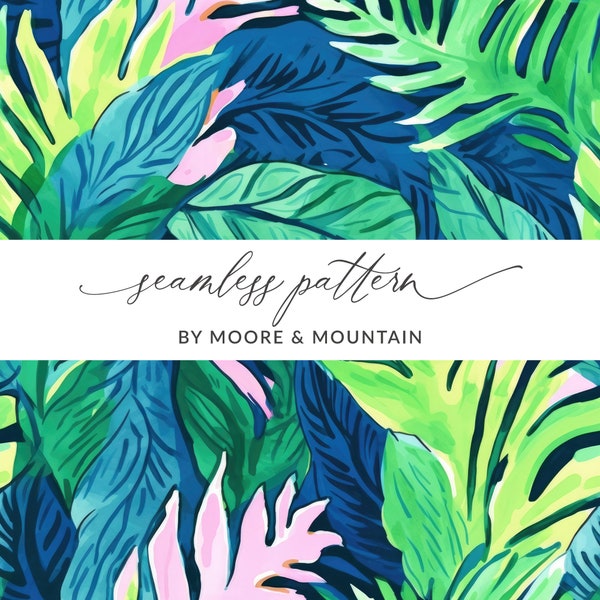 Seamless Tropical Leaves Pattern, Palm Tree Texture Seamless Preppy Palm Tree Pattern, Seamless Preppy Tropical Monstera Leaf Pattern