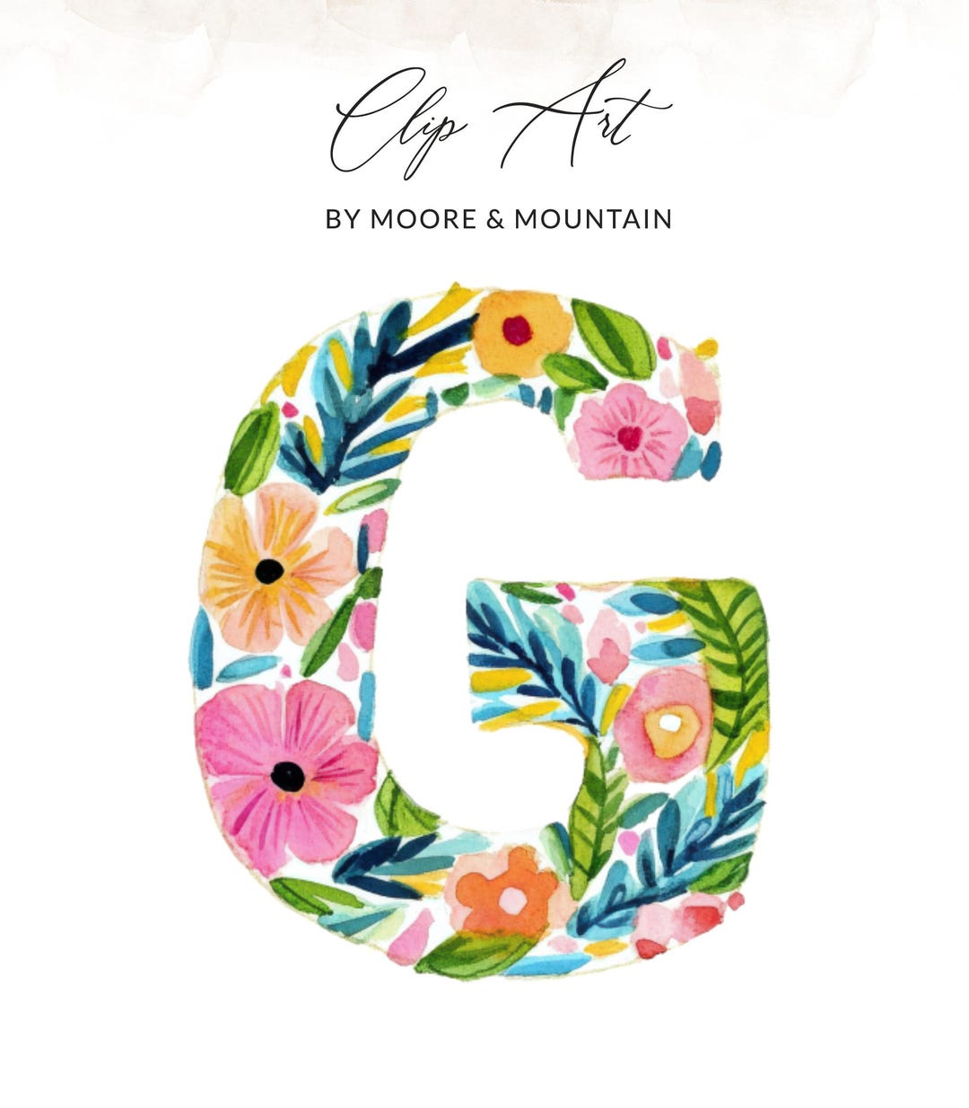 Watercolor Floral Letter G SVG PNG, Botanical Monogram G Digital ...