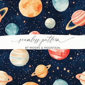 Outerspace Nahtloses Hintergrundmuster PNG Planeten Sonnensystem Sich wiederholende Tapete Astronaut Tapete wiederholendes Weltraummuster