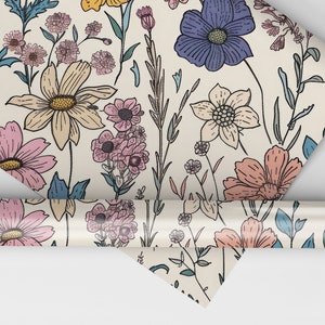 Sketched Wildflower Pattern, Seamless Flower Line Art Pattern ...