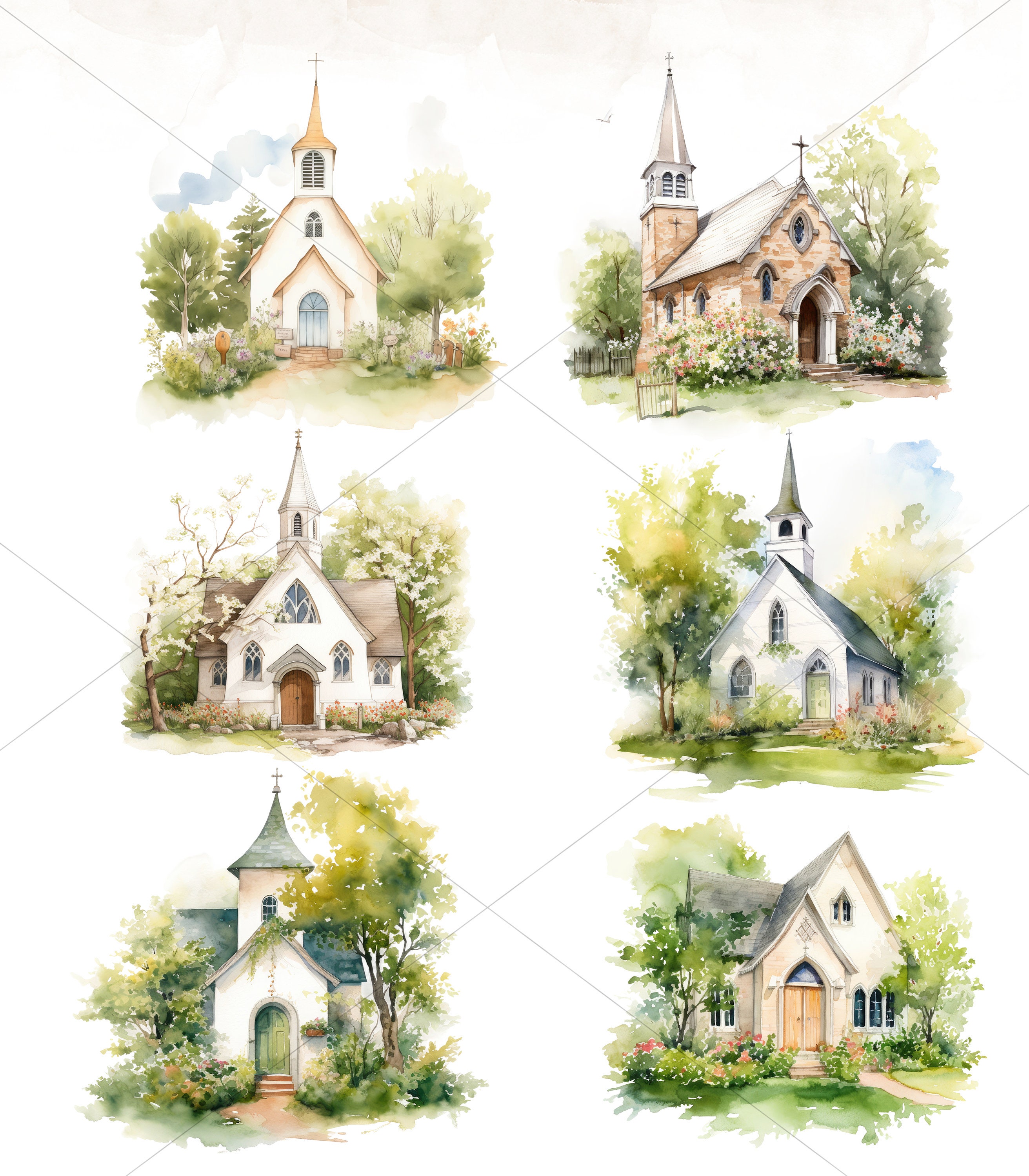 Spring Church Clipart Watercolor Church Clipart, Church Clip Art ...