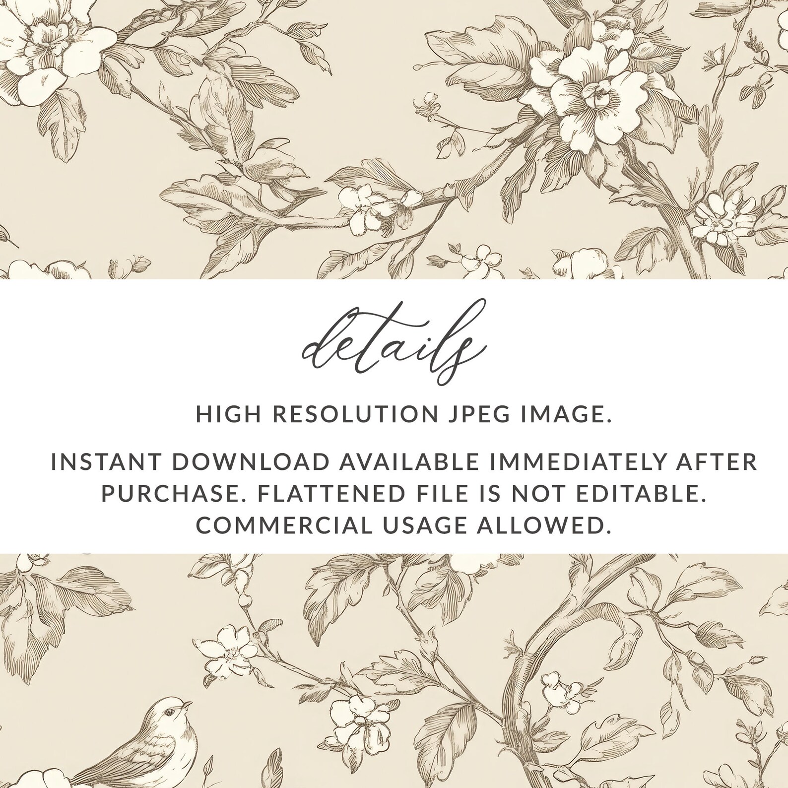 French Toile Seamless Wedding Toile Background Elegant Vines and ...