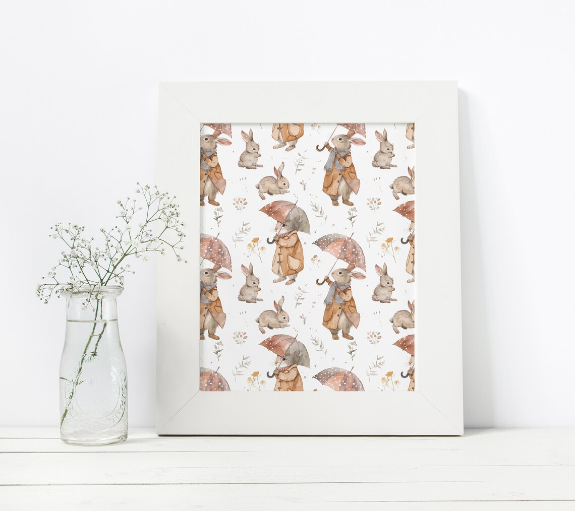 Vintage Rabbit Pattern Vintage Rabbit Pattern, Vintage Bunny Seamless Pattern, Spring Rabbit ...