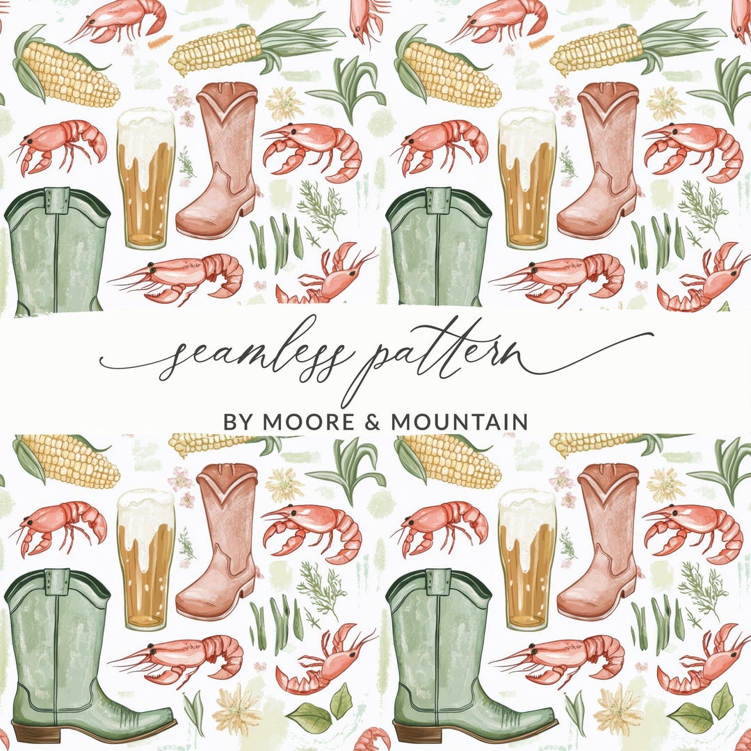 Crawdad Shell Pattern Cajun Crawfish Boil Seamless Pattern Louisiana Seamless Pattern ...