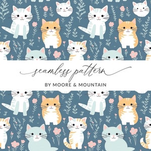 Kätzchen-nahtlose Hintergrundmuster-nahtlose Katzen-Hintergrund, Handgezeichnete Katzen-nahtlose Muster, niedliche Kätzchen-Muster, schrullig