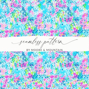 Neon Blue Seamless Beachy Pattern for Fabric, Seamless Teal Background Pattern Summery Abstract Neon Pattern PNG