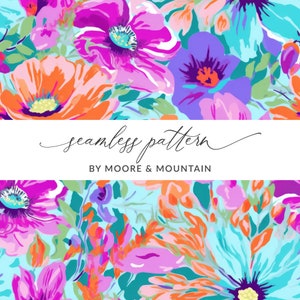 Hibiscus Seamless Preppy Pattern, Pink and Purple Seamless Blooms Floral Pattern, Repeatable Pattern Hibiscus Floral, Hawaiian Floral