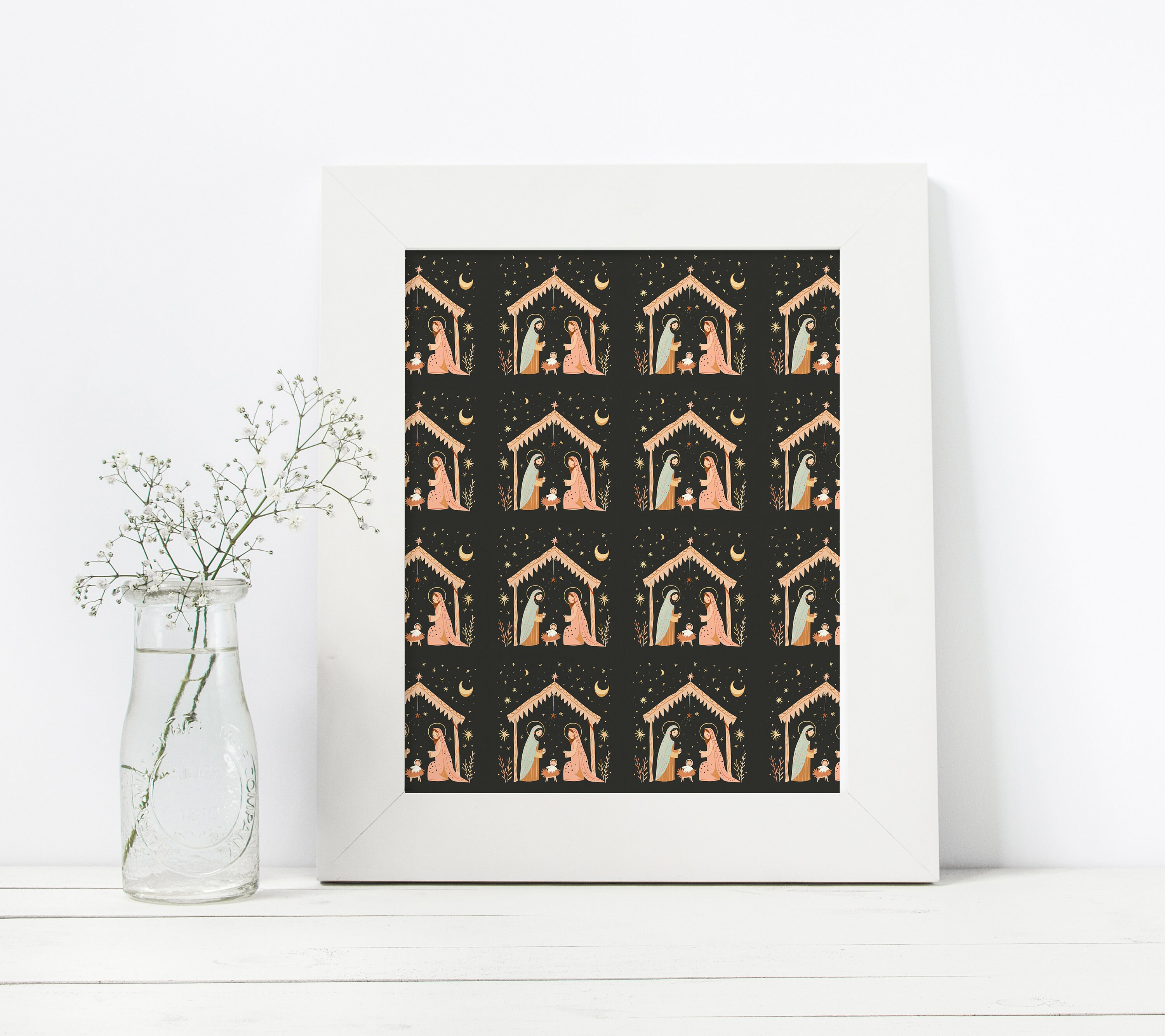 Nativity Background Pattern Nativity Scene Background PNG Seamless Nativity Background Pattern ...
