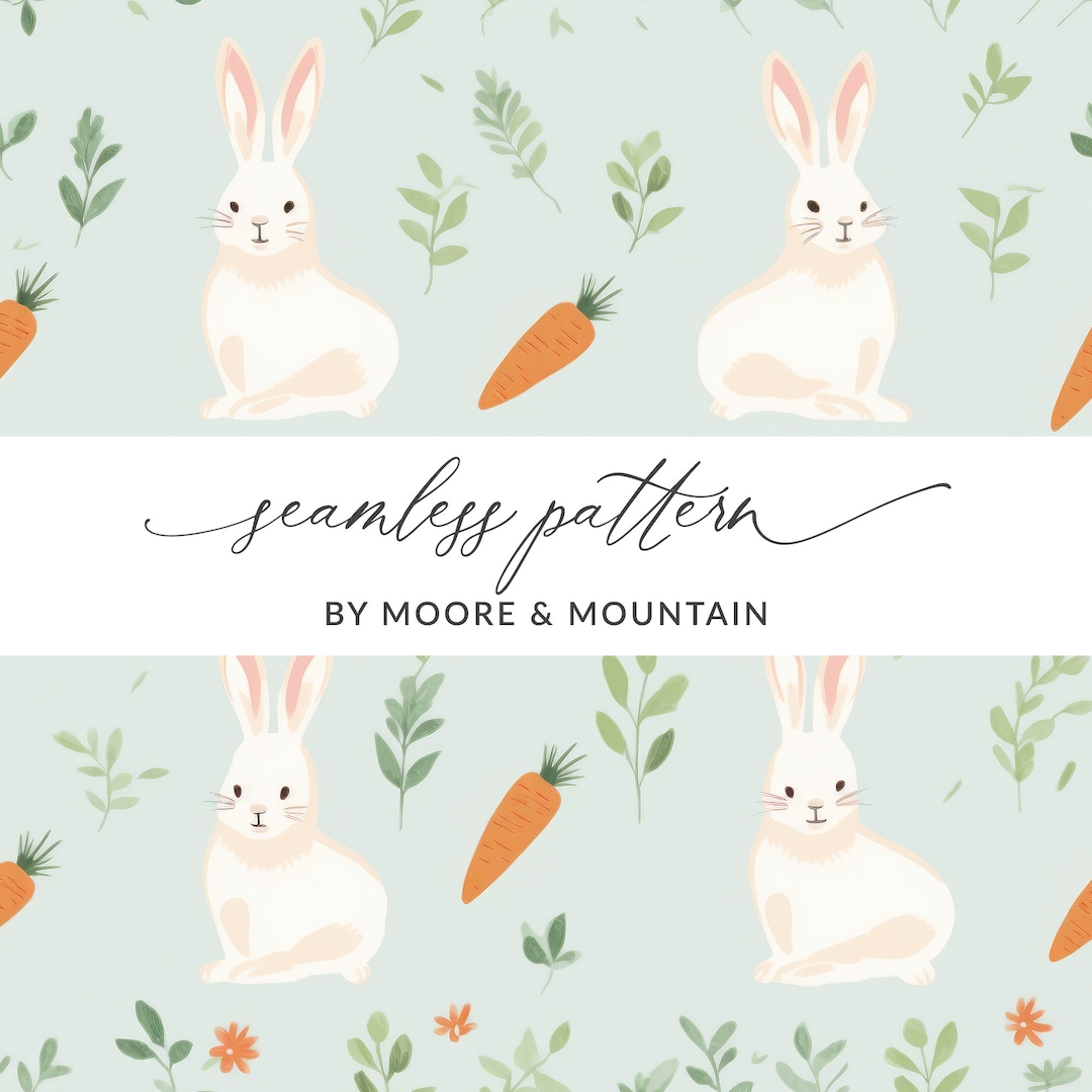 Easter Rabbit Pattern Graphics Easter Bunny Seamless Background Pattern Cute Easter Bunny, Cute Easter ...