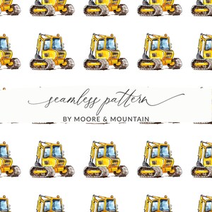 Seamless Construction Pattern, Seamless Backhoe Digital Paper, Construction Background Pattern, Cute Worksite Background Wallpaper Design