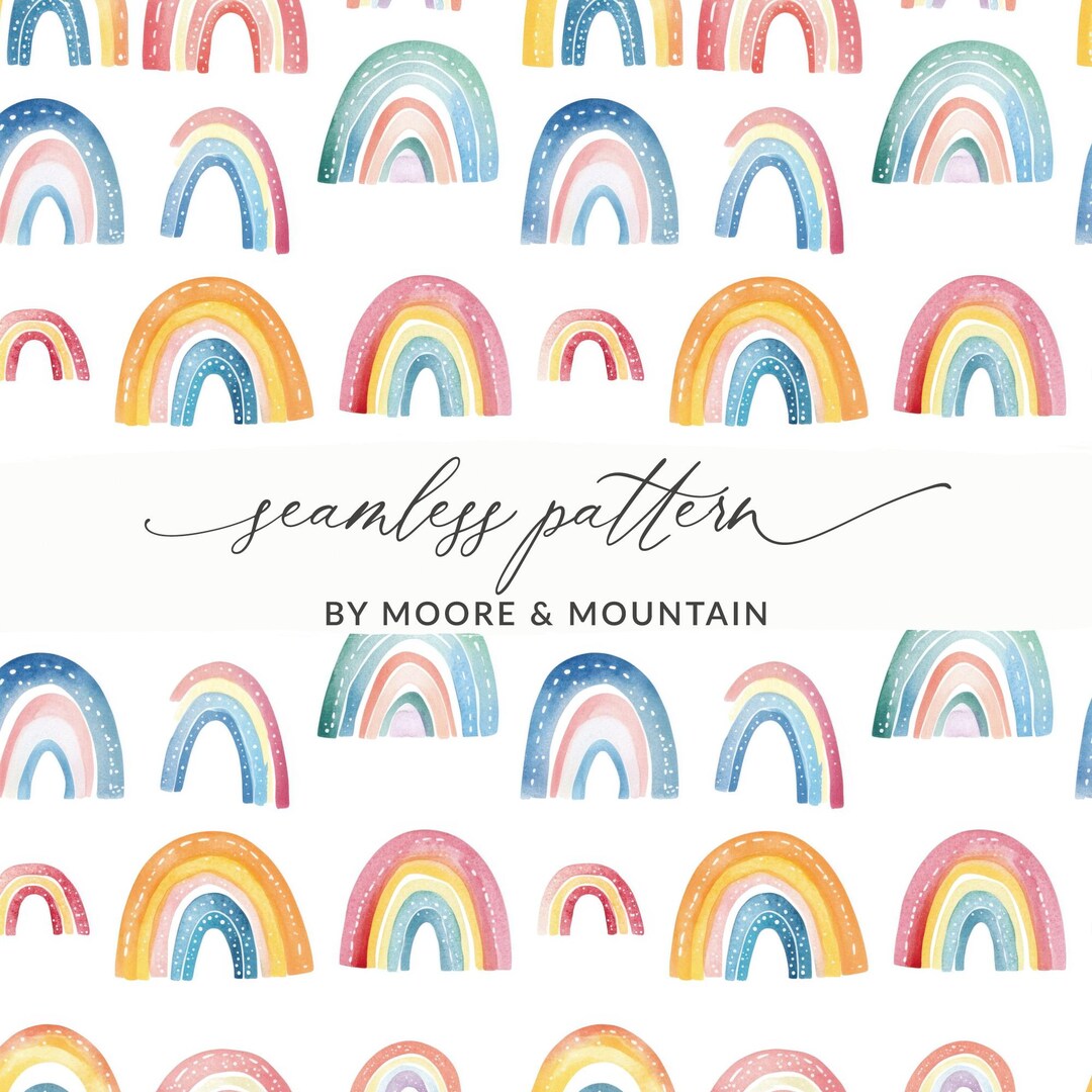 Watercolor Rainbow Seamless Pattern, Boho Digital Paper, Pastel Nursery ...