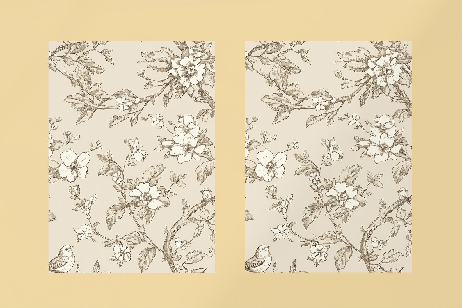 French Toile Seamless Wedding Toile Background Elegant Vines and ...