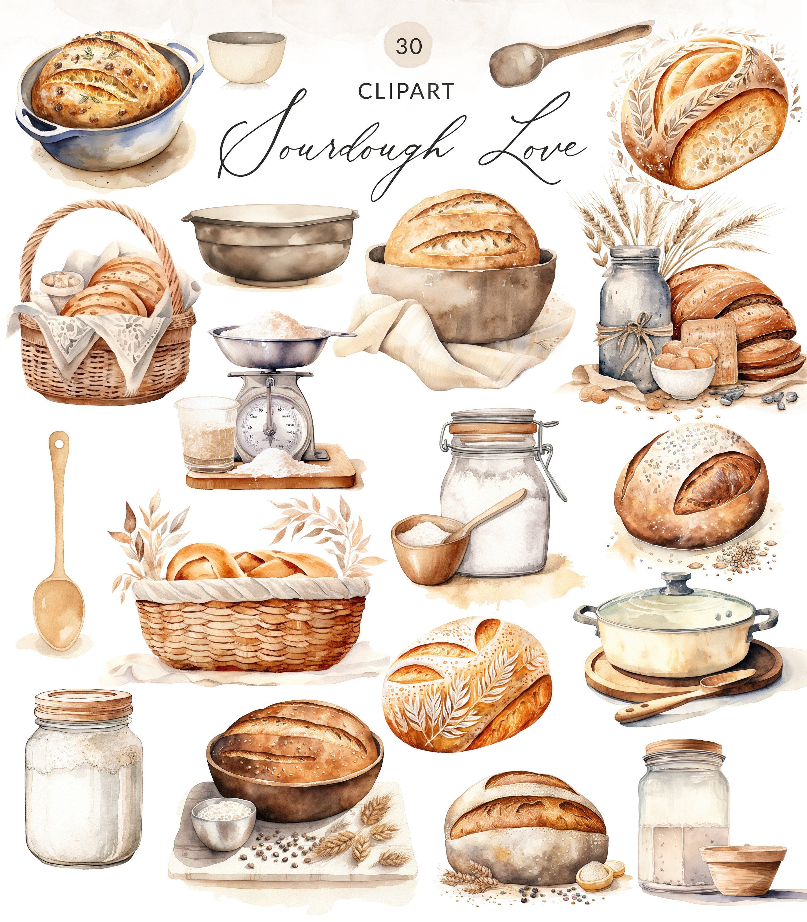 Bread Rubber Stamps, Bakery Stamp, Baguette Pretzel & Sour Dough