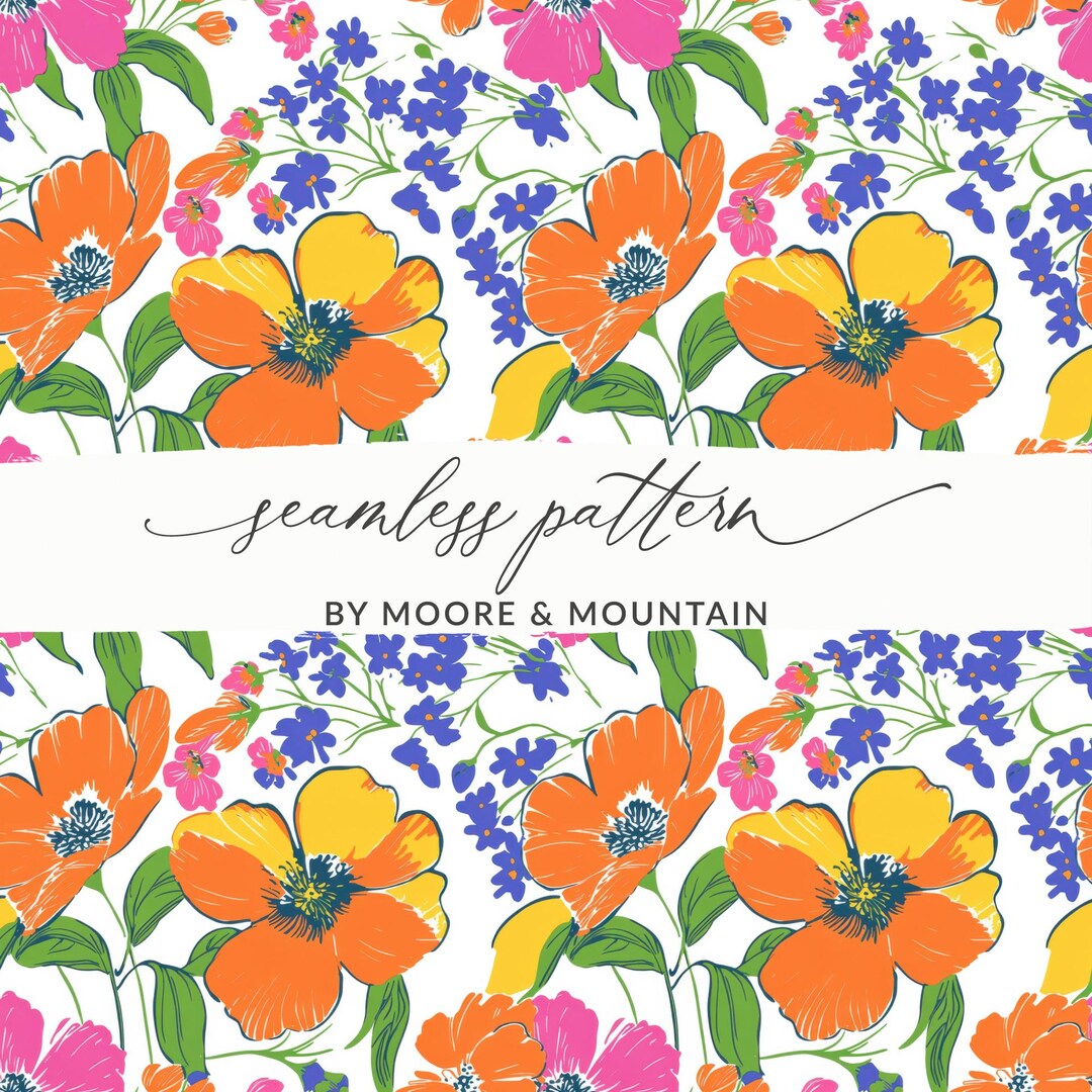 Groovy Floral Digital Paper, Seamless Botanical Pattern (JPG Image) - Etsy