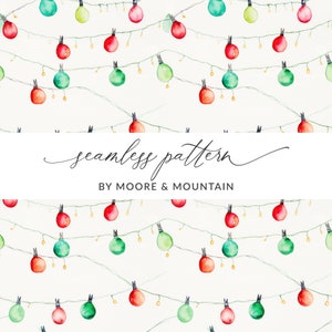 Seamless Christmas Lights Pattern, Seamless String of Christmas Lights Seamless Background Pattern, Cute Christmas Lights Digital Paper