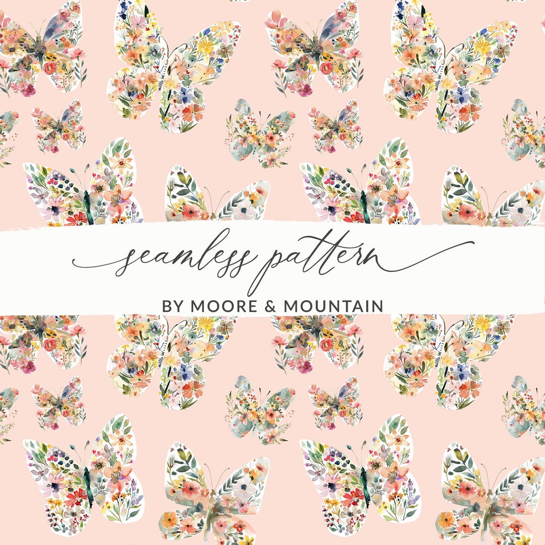Pink Butterfly Seamless Pattern Pastel Butterflies Background Pattern ...