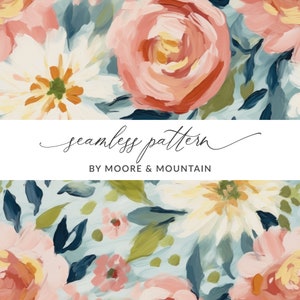 Fondo de bellas artes sin costuras, flores pintadas al óleo, diseño digital para diseño de tela, patrón floral sin costuras pictórico, flores pintadas con acrílico