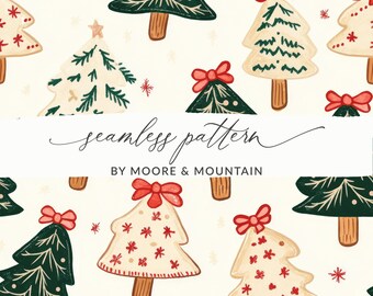 Fondo sin costuras de galletas navideñas Patrón PNG Fondo de galletas navideñas Lindo patrón de papel tapiz de galletas de árbol de Navidad