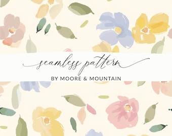 Pastel Spring Floral Pattern, Cute Pastel Spring Flowers Background Pattern for Commercial Use Pastel Floral Ditsy Pastel Flower Pattern