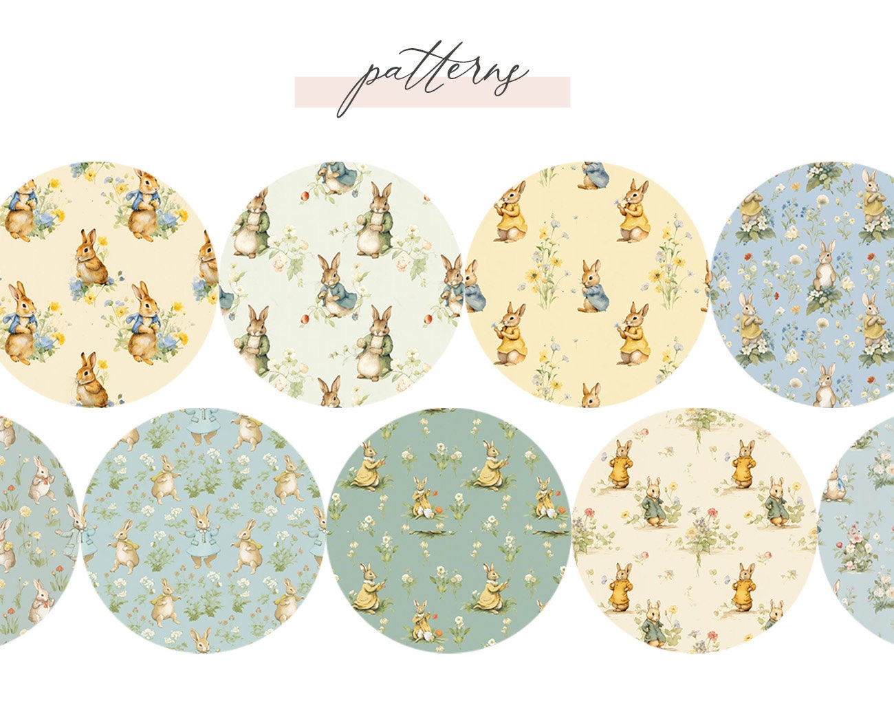 Cottage Core Rabbit Seamless Cottagecore Rabbit Patterns, Seamless Cottagecore Animal ...