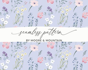 Lavender Purple Seamless Floral Pattern, Purple Ditsy Floral Background, Seamless Purple Cute Floral Pattern, Purple Spring Seamless Pattern
