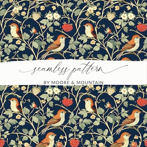 Sfondo con motivo a uccelli vintage di William Morris, carta digitale ispirata a William Morris, uccelli e viticci vittoriani, motivo antico delicato