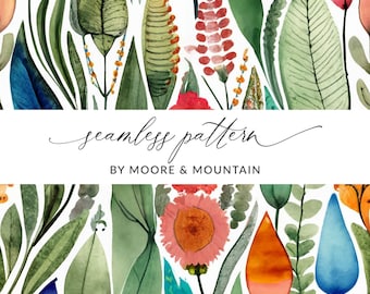 Watercolor Jungle Background, Painted Leaves Background, Tropical Leaf Digital Paper, Jungle Leaf Pattern, Painted Tropical Leaves Pattern