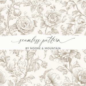 Naadloos toile-patroon, naadloos toile bloemenpatroon, elegante bloemen roos toile-achtergrond, toile naadloze achtergrond, naadloze bruiloft