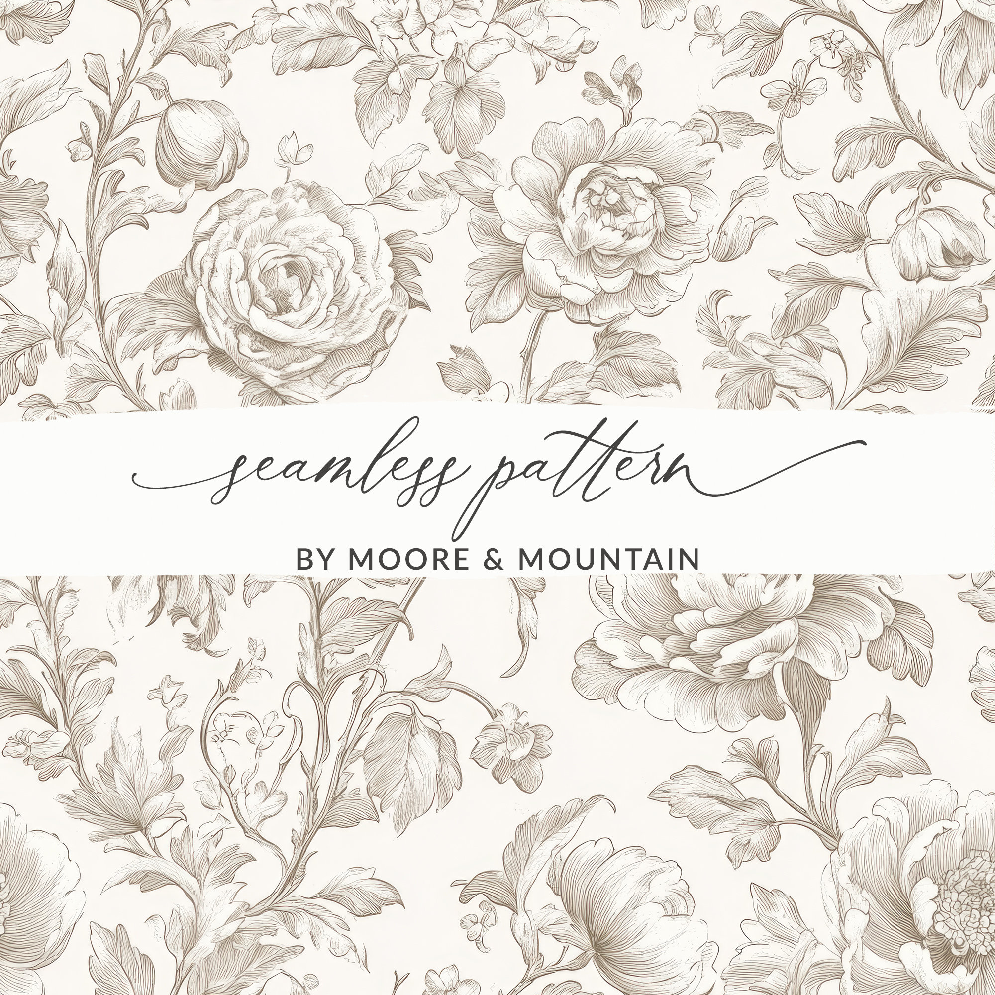 Seamless Toile Pattern, Seamless Floral Toile Pattern, Elegant Floral Rose Toile Background, Toile Seamless Background, Seamless Wedding