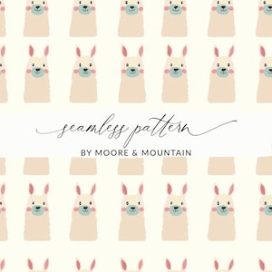 Llama Drama Seamless Background Alpaca Seamless Background Pattern, Cute Llamas Seamless Background Digital Paper PNG